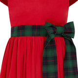 Jane Velvet & Plaid Bow Occasion Party Dress