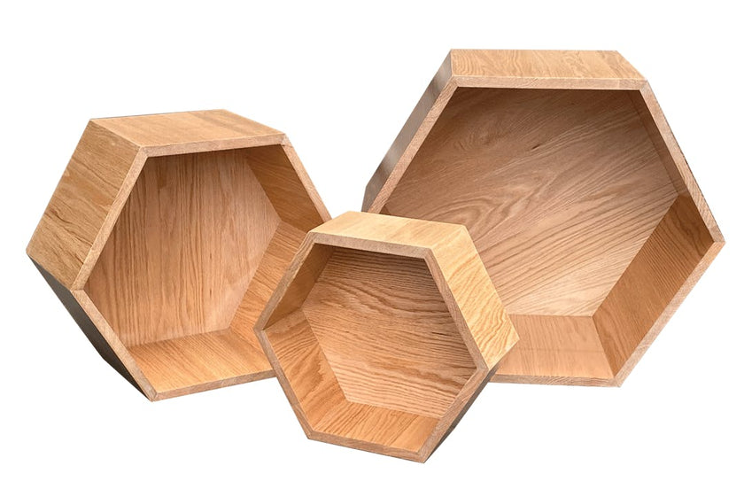 Hexagon Nesting Tables (Set of 3) | Solid European Oak