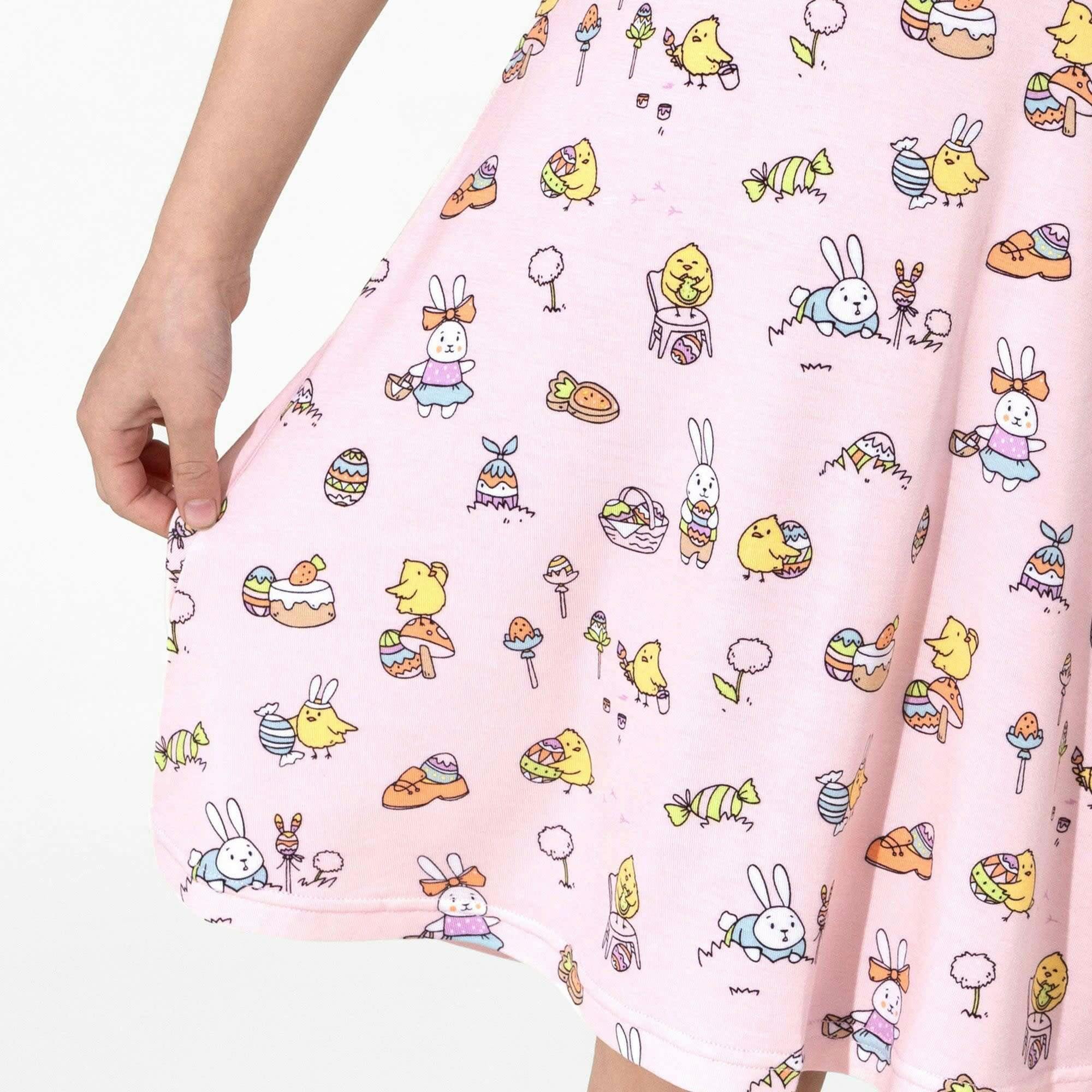 Easter Pink Bamboo Girls' Short Sleeve Dress