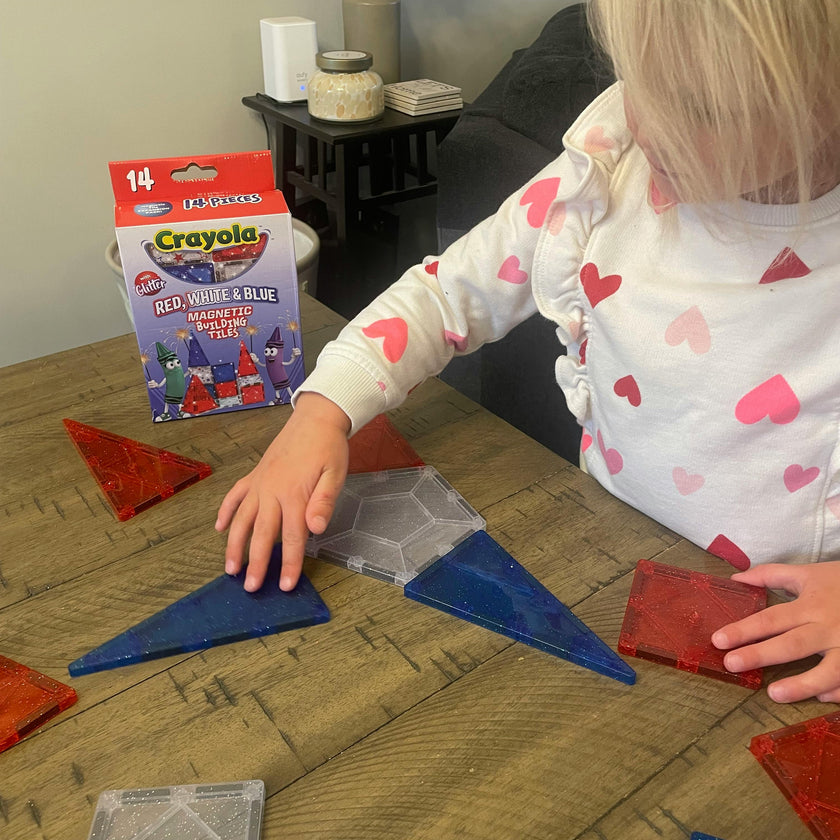 Crayola Red White Blue Magnetic Tiles 14pc