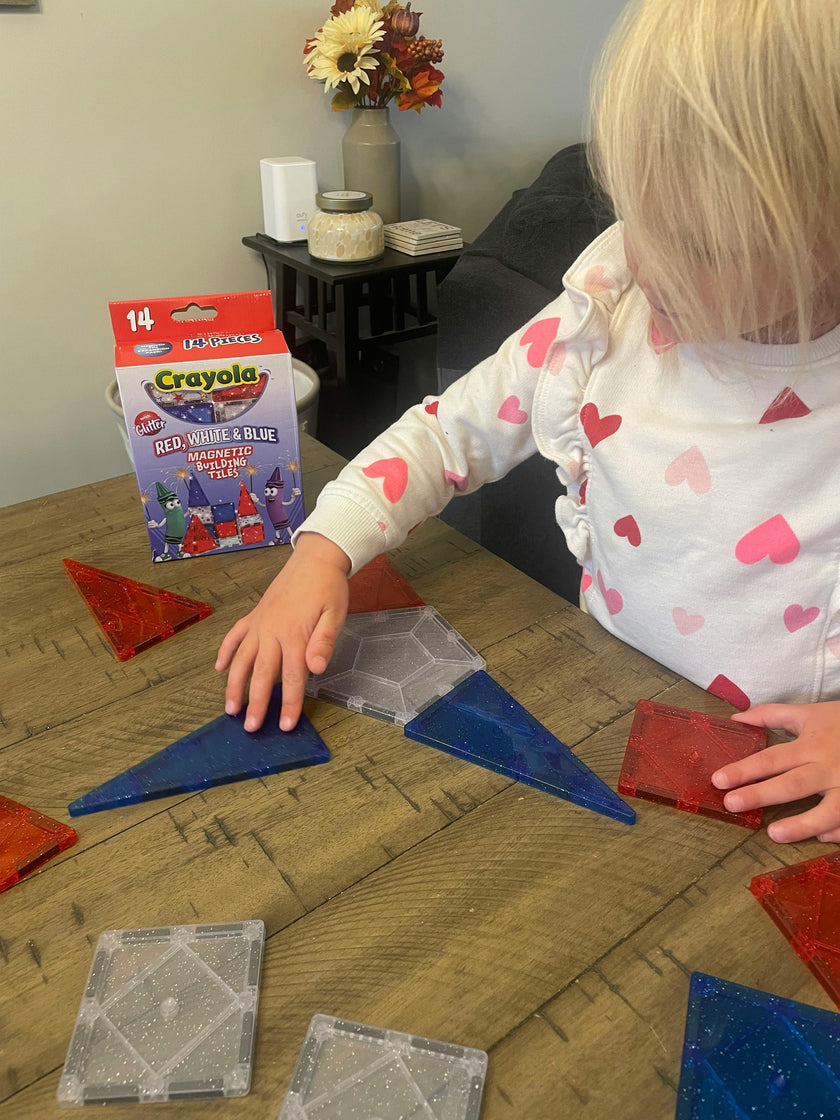 Crayola Red White Blue Magnetic Tiles 14pc