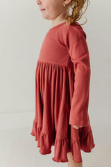 Girls Ribbed Ballet Dress in Dusty Cedar