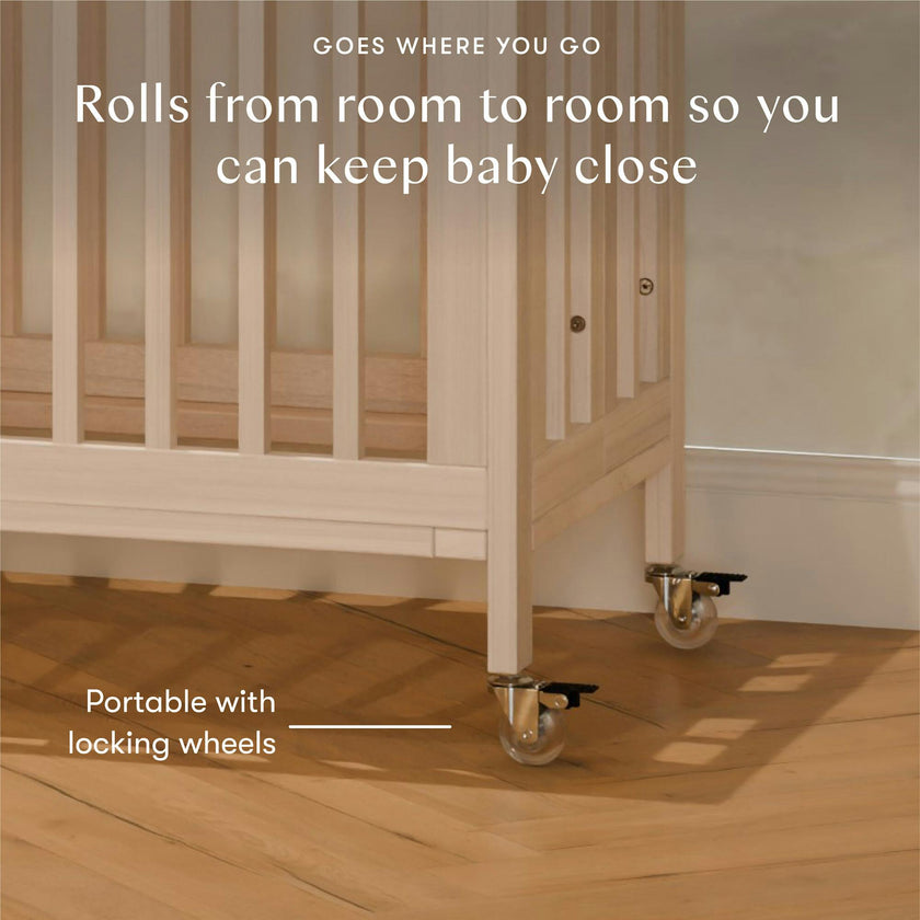 Rolli 9-in-1 Convertible All-Stages® Crib with Bassinet & Toddler Bed Conversion Kits in Washed Natural
