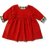 Day After Day Corduroy Reversible Long Sleeve Pockets Dress, Red