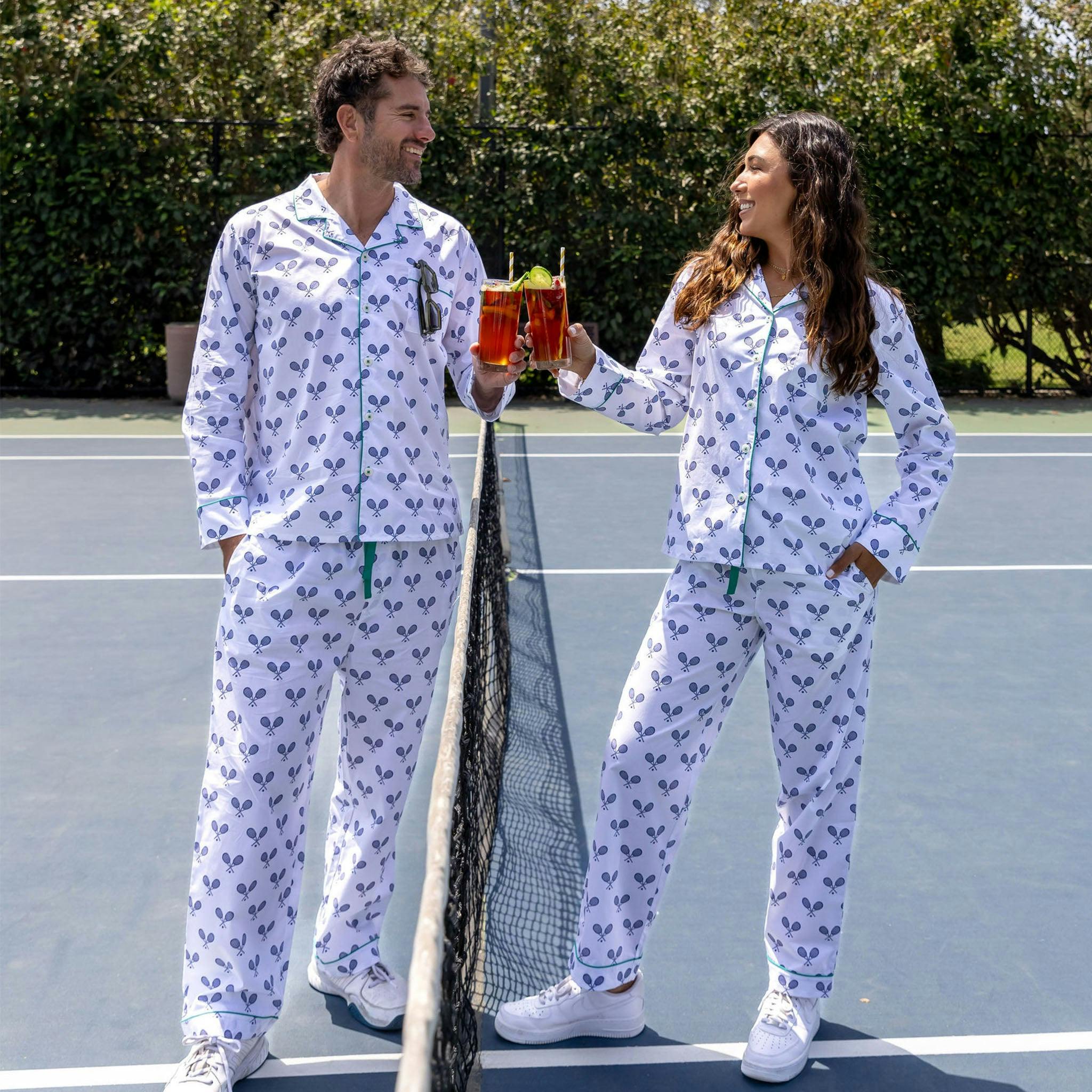 Women's Tennis Navy Long PJ Set