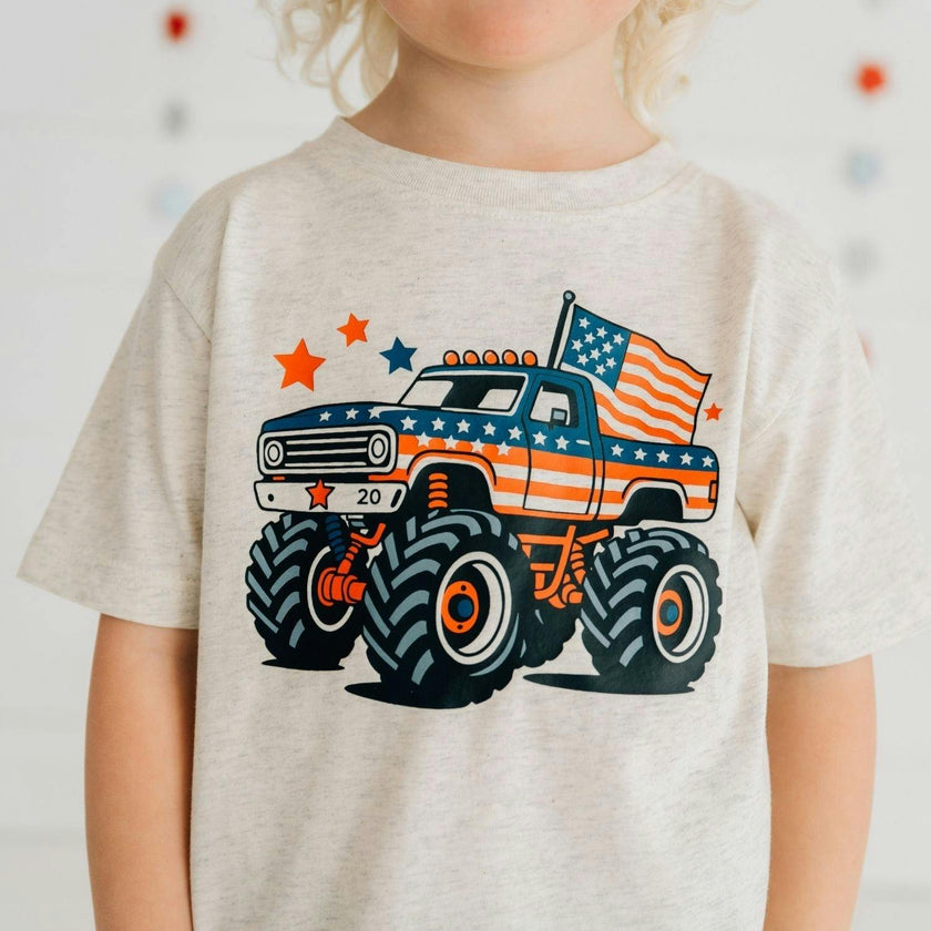 American Monster Truck Short Sleeve T-Shirt - Natural Heather