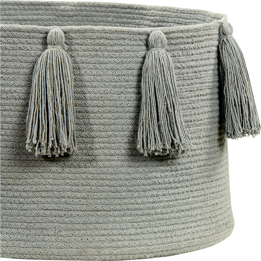 Braided Circular Basket With Tassels