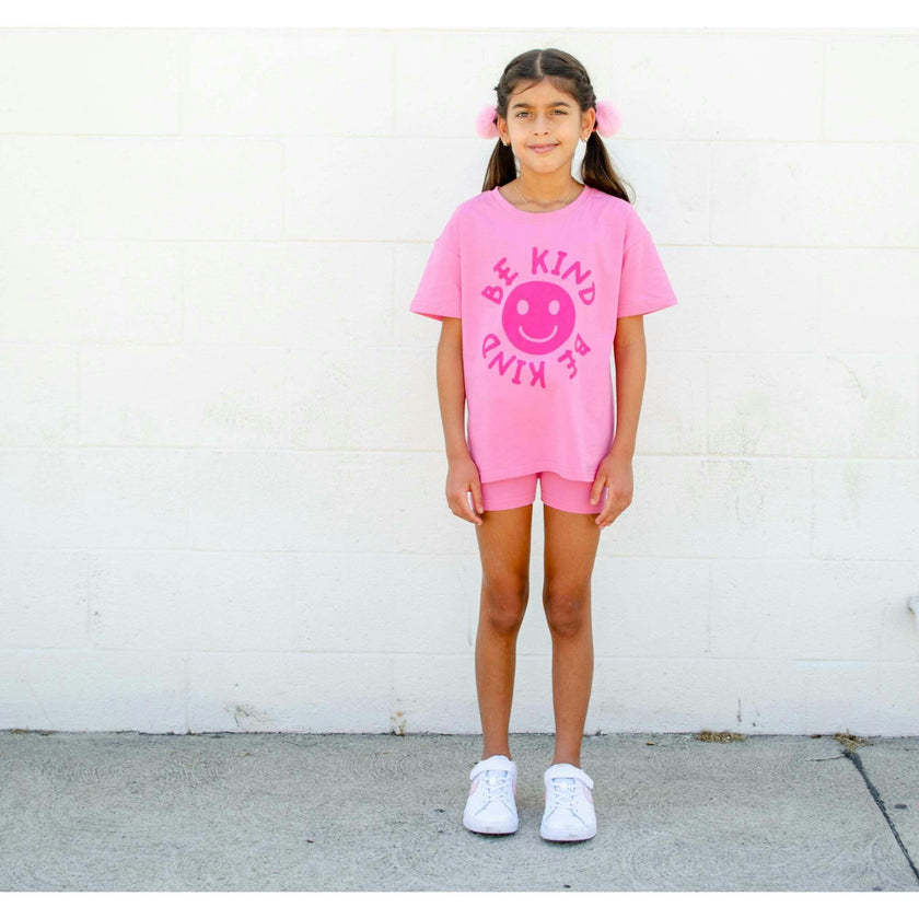 Happy Face "BE KIND" Message T-Shirt and Short Set Kids