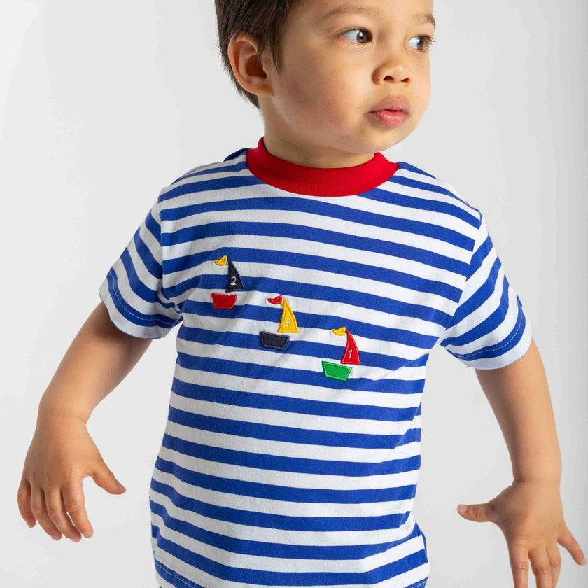 Knit Short Set With Sailboats