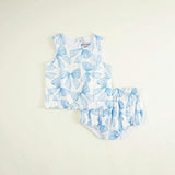 Edda Bamboo Challis Scallop Top Bow Bummie Set