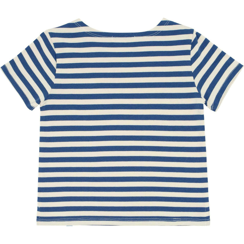 Unisex Stripe Short Sleeve Boat Neck Tee