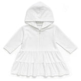 White Hooded Coverup with Tiers