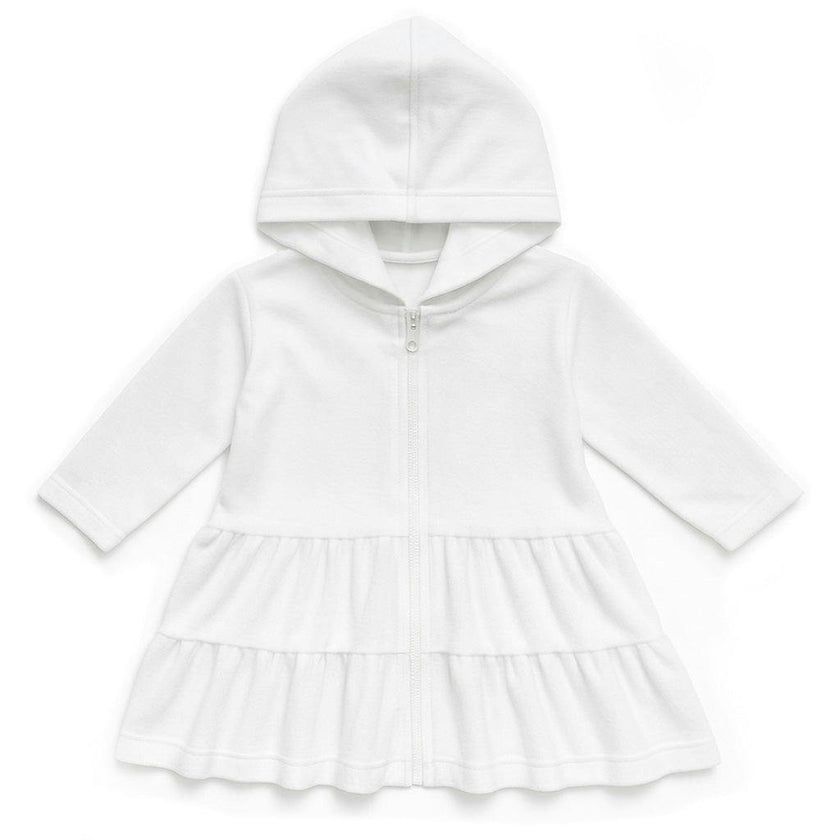 White Hooded Coverup with Tiers
