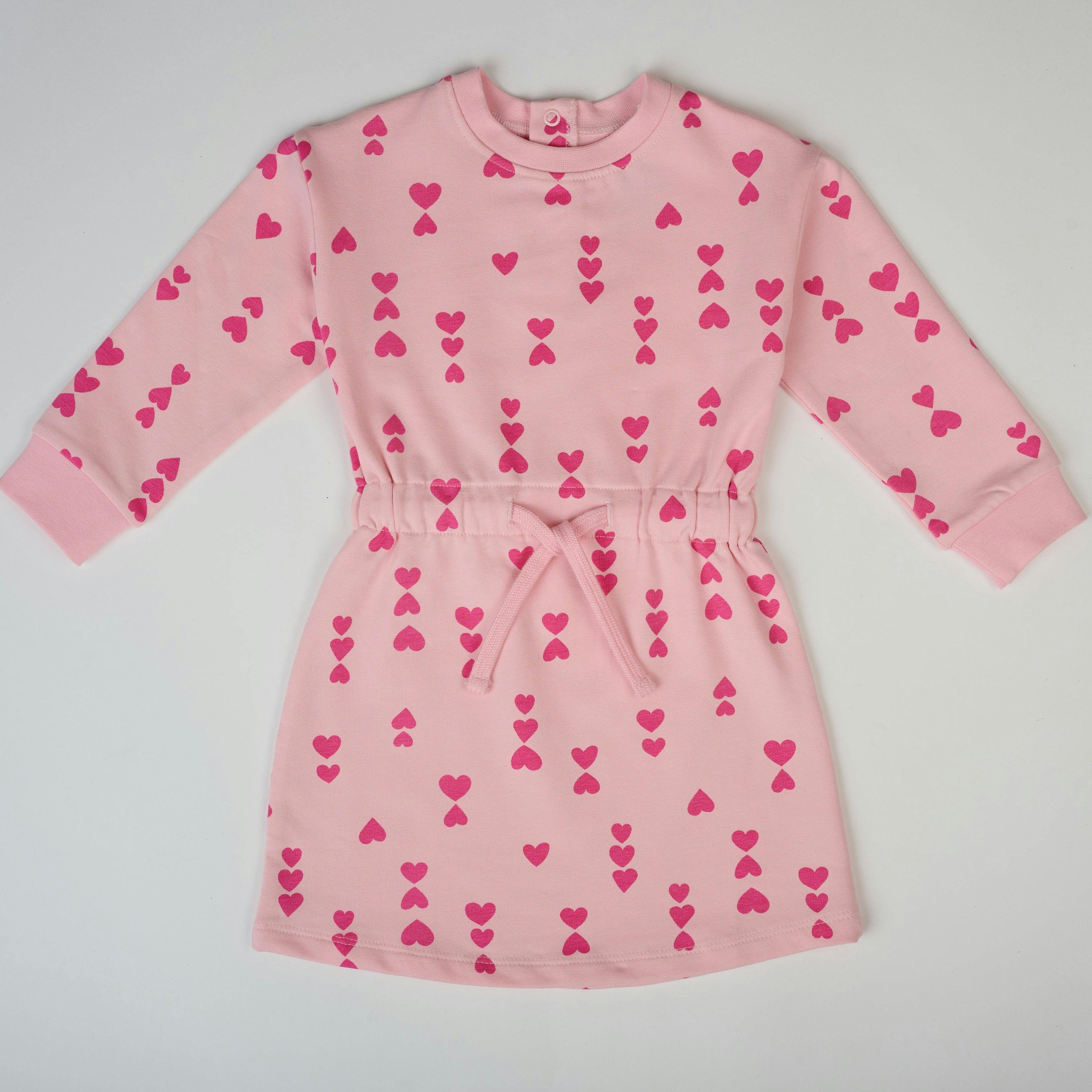 Valentine Pink Hearts Sweatshirt Dress