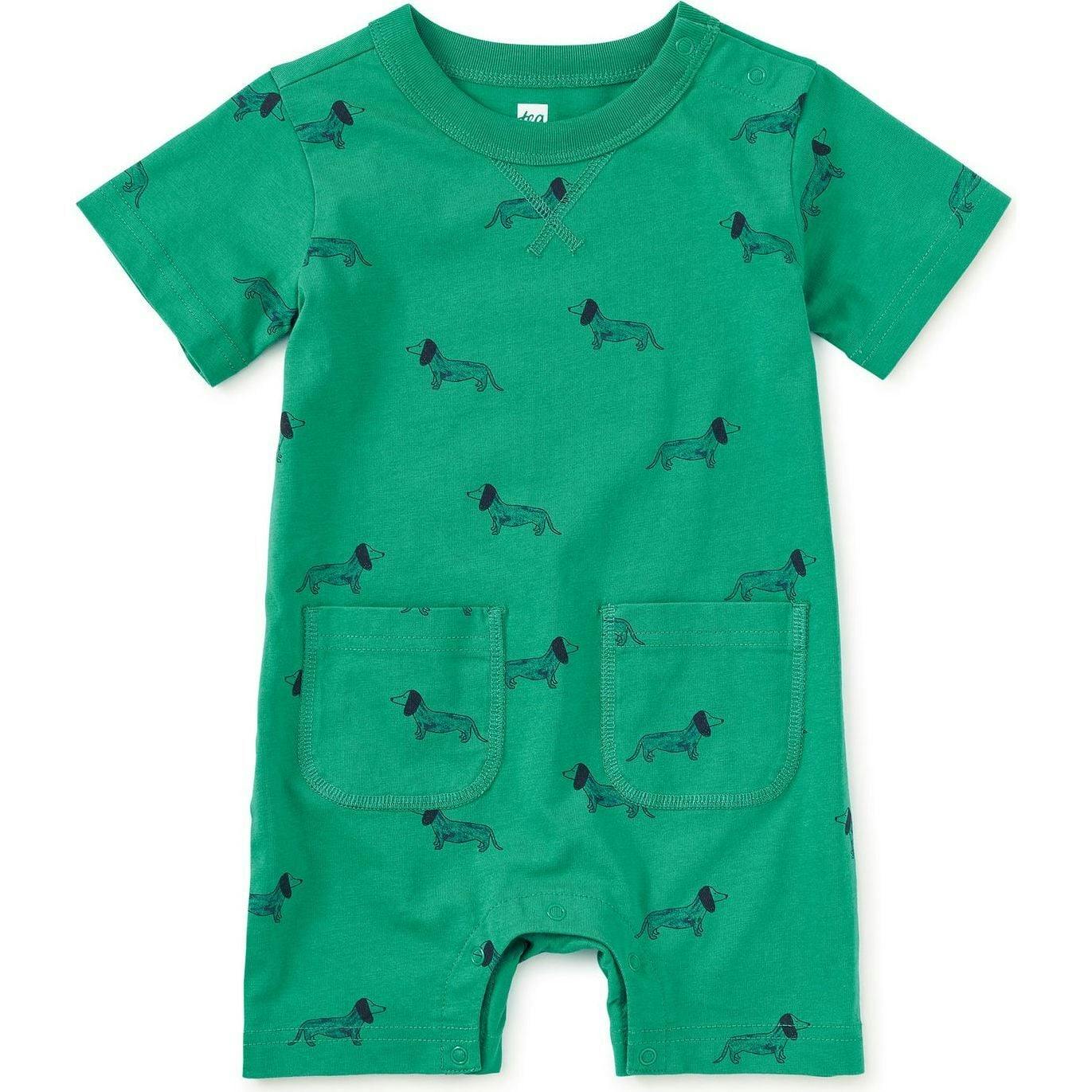 Double Pocket Baby Romper, Green