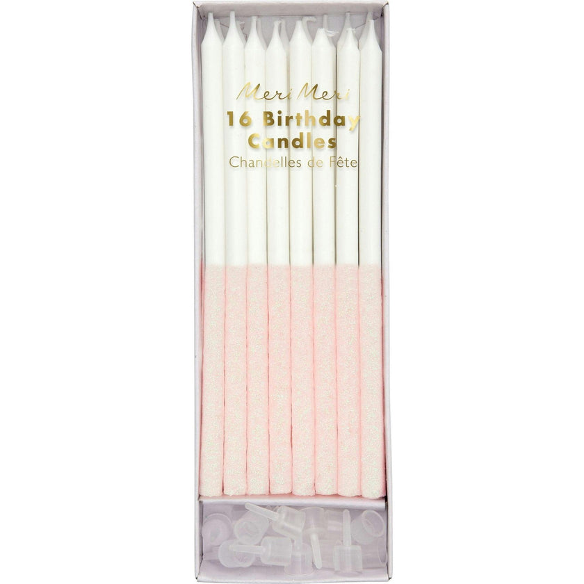 Pale Pink Glitter Dipped Candles