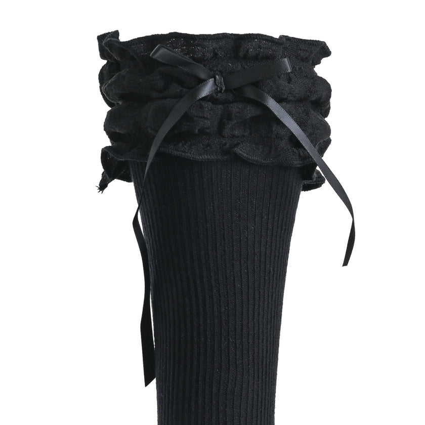 Ruffled Ribbon Long Socks