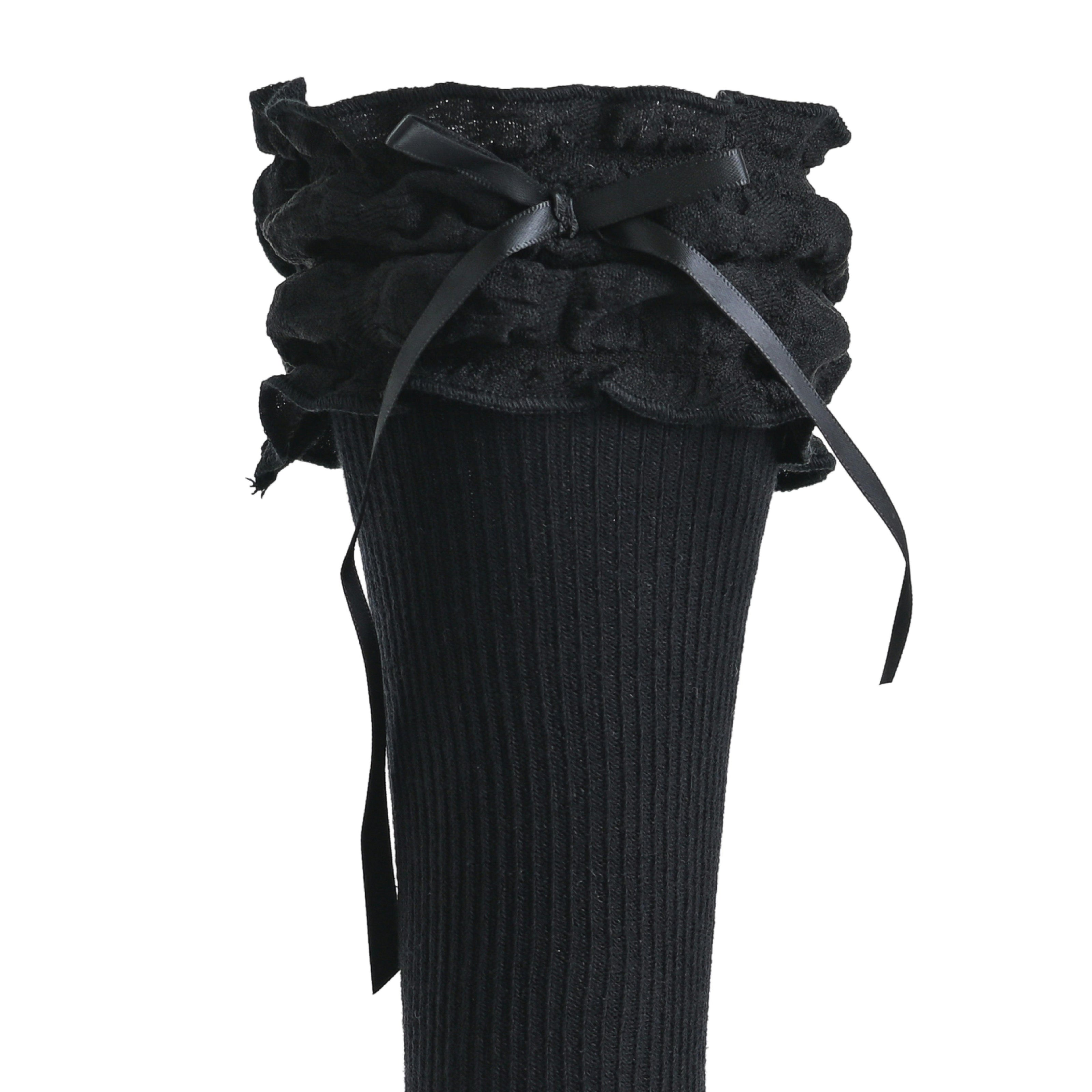 Ruffled Ribbon Long Socks