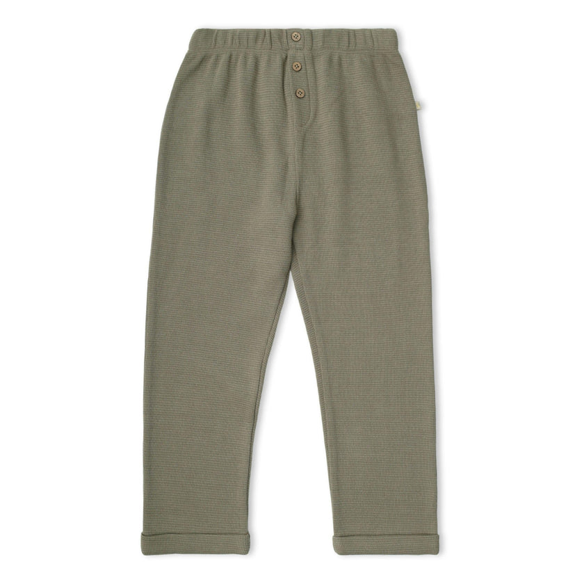 Organic Tee & Foldover Pants Set - Olive Stripes
