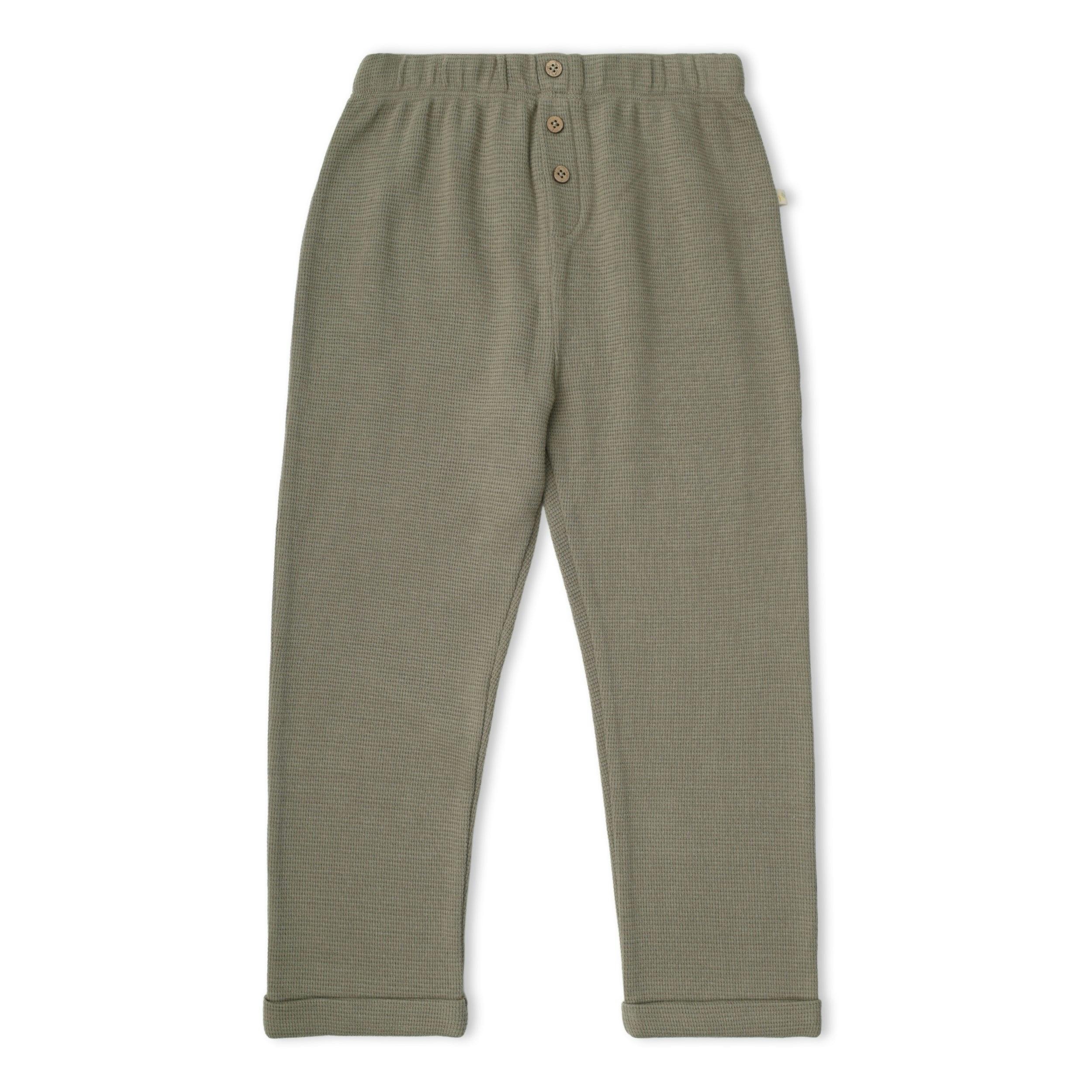 Organic Tee & Foldover Pants Set - Olive Stripes