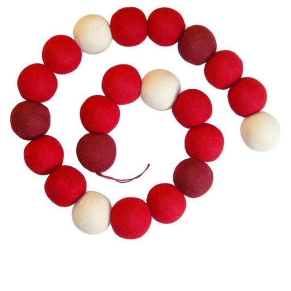 Enormous Christmas Garland and Bunting - XL Maroon, Red, and Cream Balls - 6'