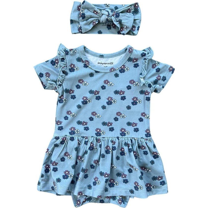 Baby Bodysuit Dress Set Patriotic Ribbon