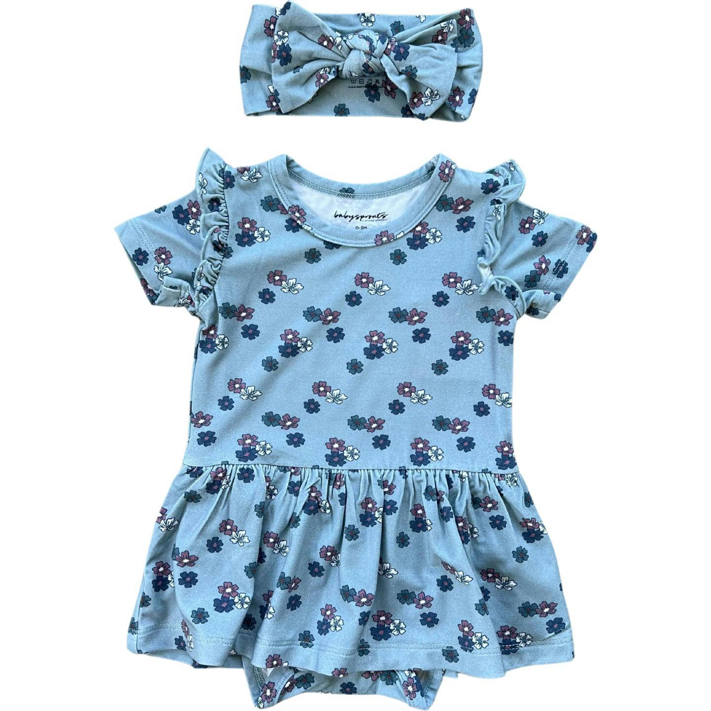 Baby Bodysuit Dress Set Patriotic Ribbon
