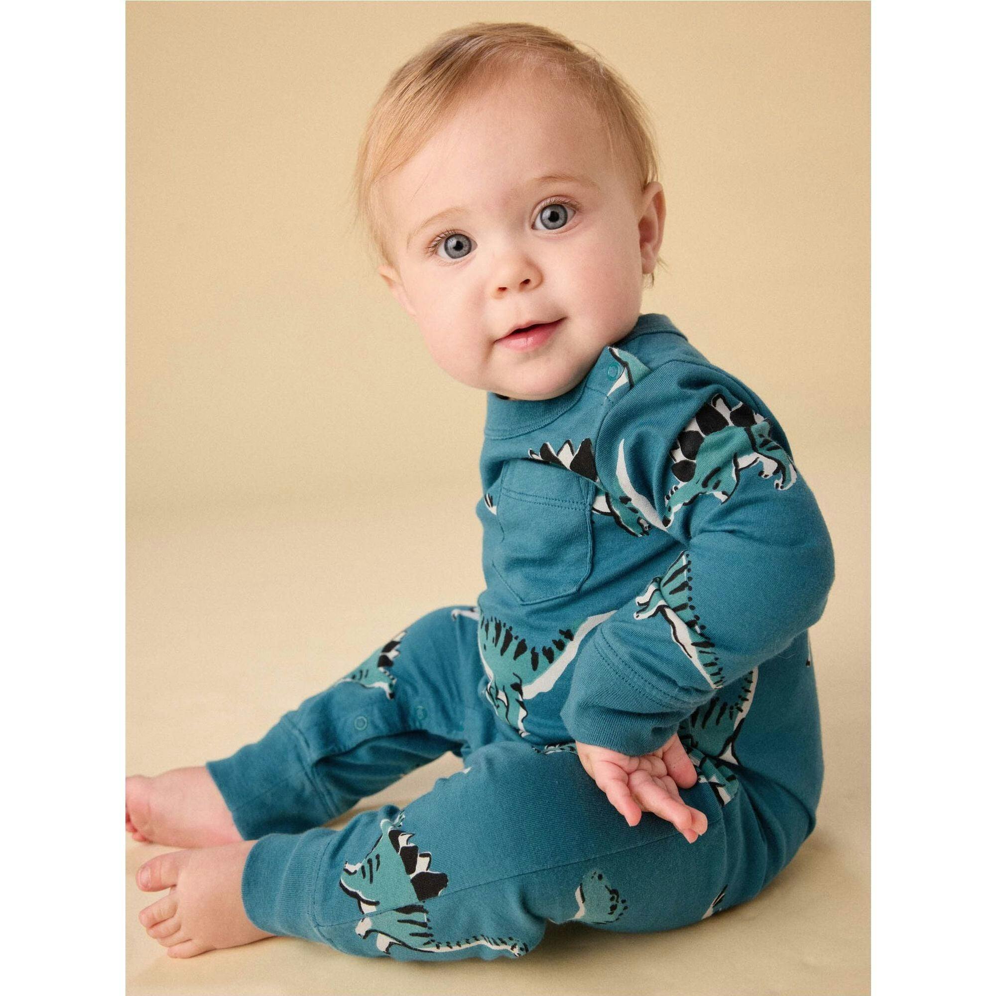 Long Sleeve Pocket Baby Romper, Green