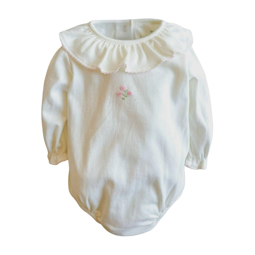 Pima Bubble Long Sleeve Ruffle Peonies Pink