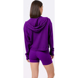 Womens Rib Crop Hoodie, Purple