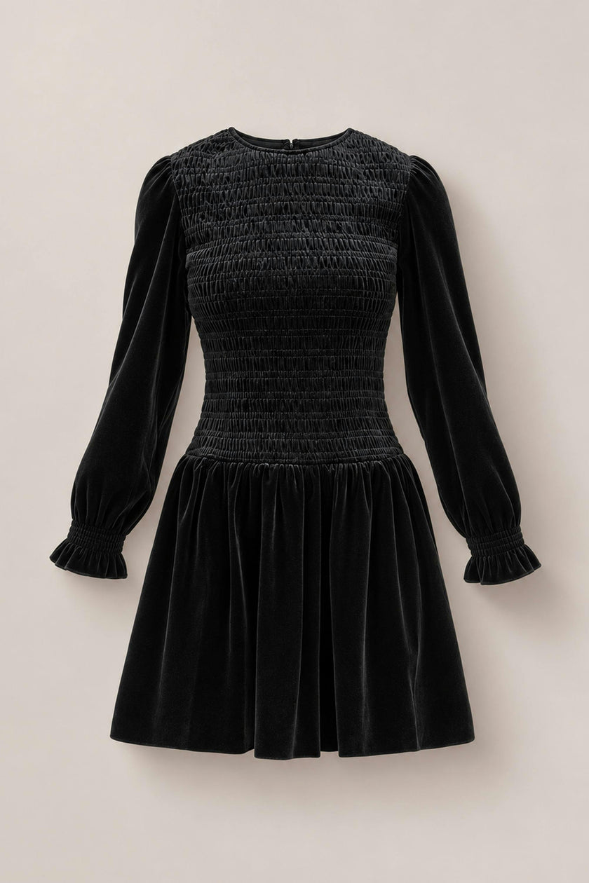 Lena Dress in Black Velvet