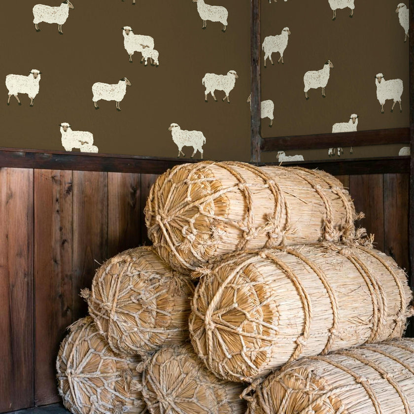 Papier peint Moutons coloris Chocolat