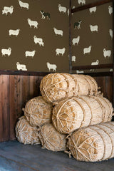 Papier peint Moutons coloris Chocolat