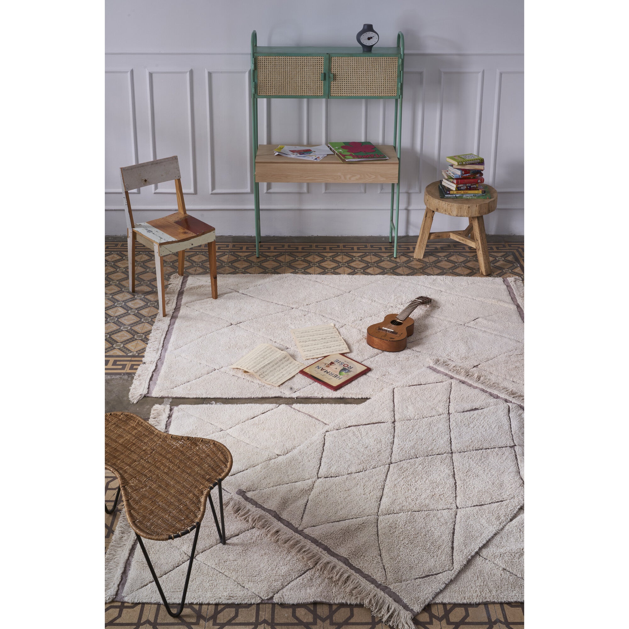 Bereber RugCycled Washable Rug, Natural
