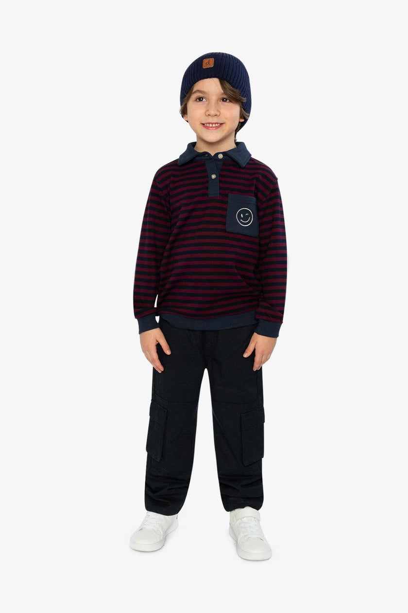Brushed Jersey Top Red And Blue Stripes