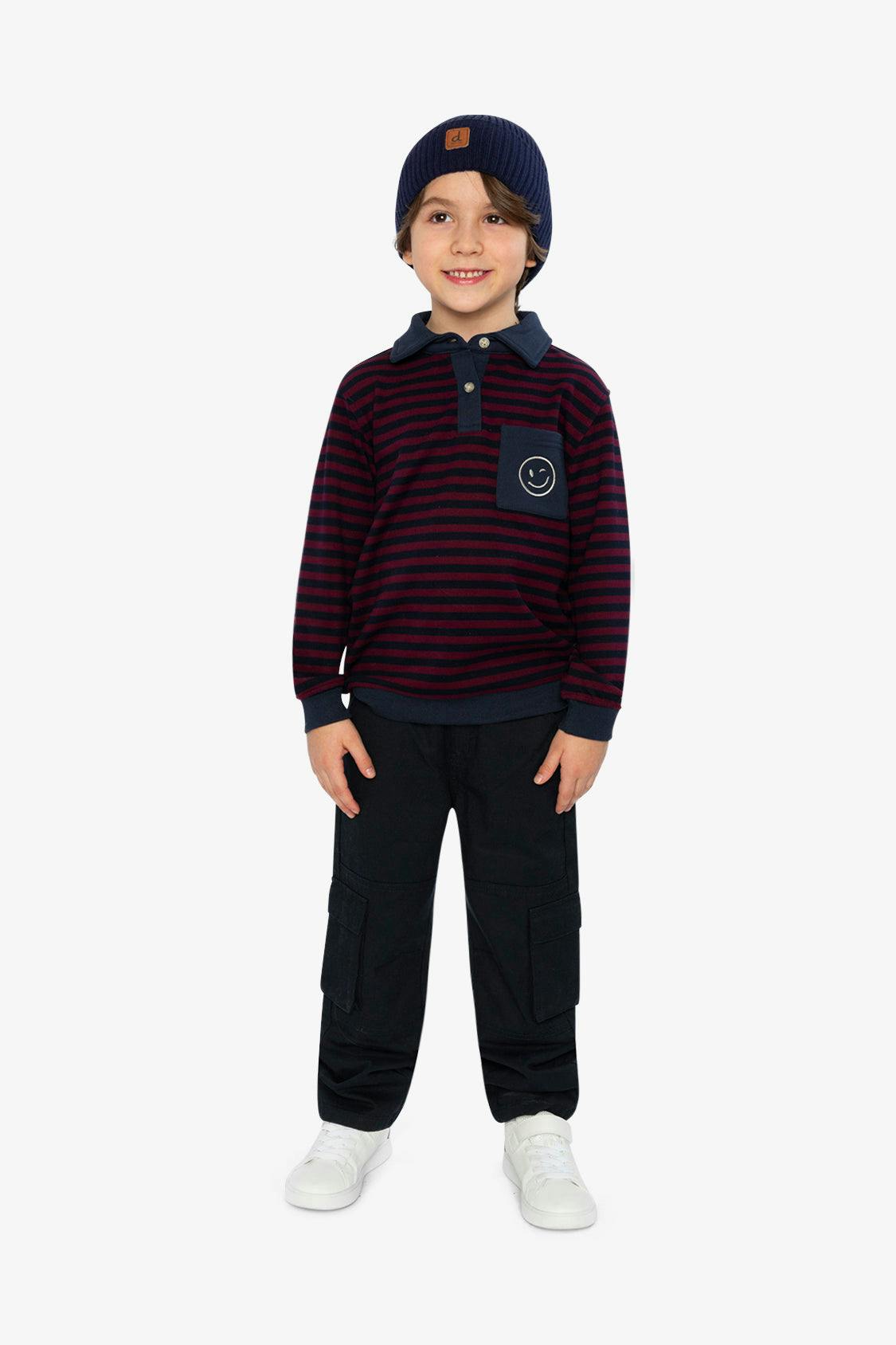 Brushed Jersey Top Red And Blue Stripes