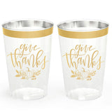 Give Thanks Cups - 30 gold foil plastic cups