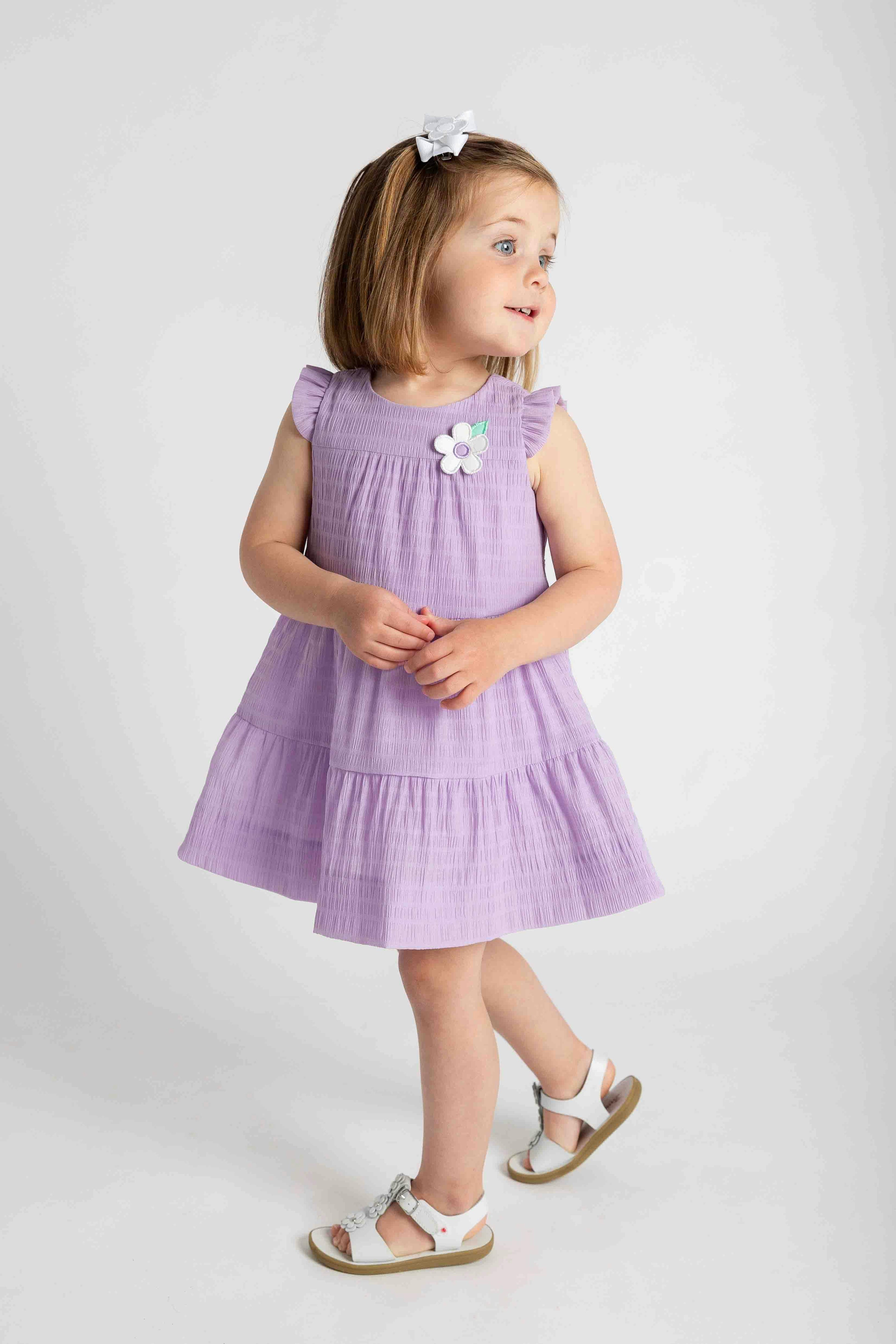 Crinkle Lawn Dress With Flower