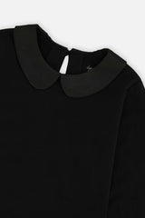 Organic Cotton T-Shirt With Peter Pan Collar Black
