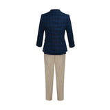Blue Plaid Suit with Beige Accents