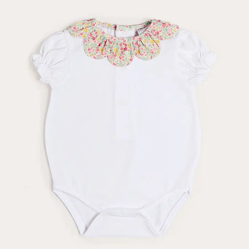 Adelaide Floral Petal Collar Bodysuit in Pink (1mth-2yrs)