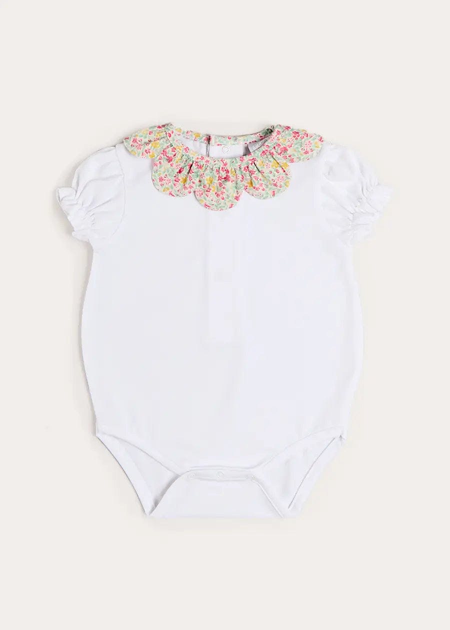 Adelaide Floral Petal Collar Bodysuit in Pink (1mth-2yrs)