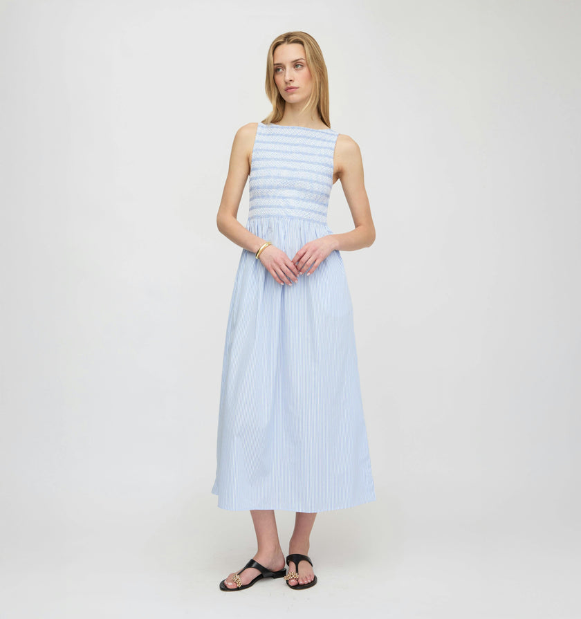 The Cosima Nap Dress in Blue/White Stripe XXXL