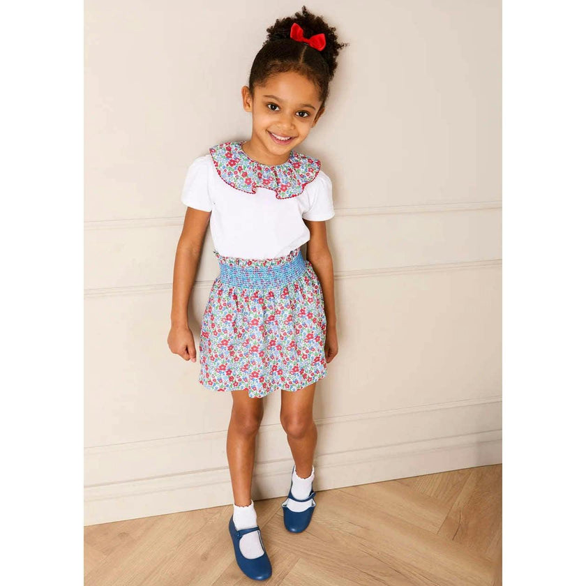 Emilia Floral Elasticated Waist Skirt in Red (2-10yrs)