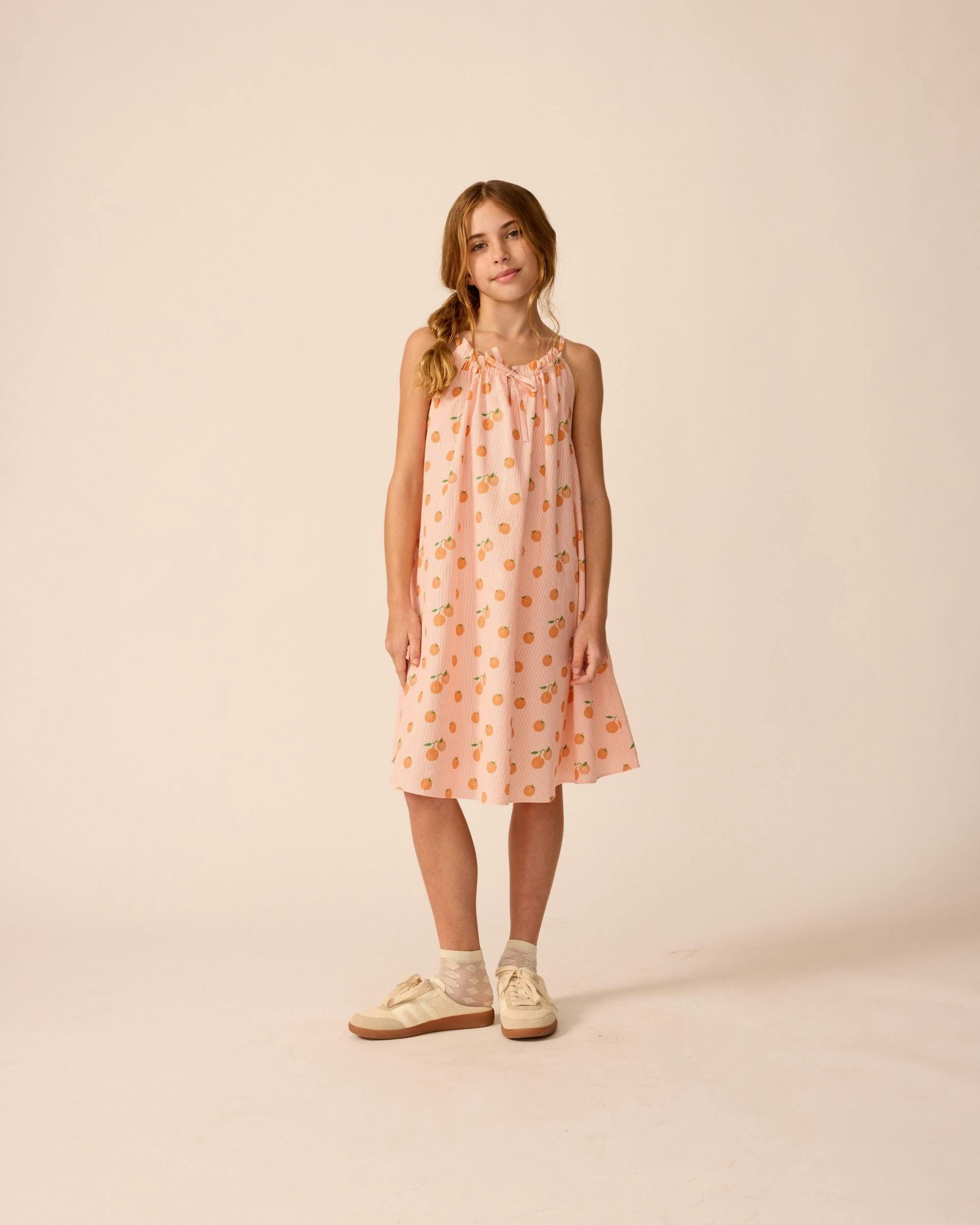 Tie Neck Dress in Clementine