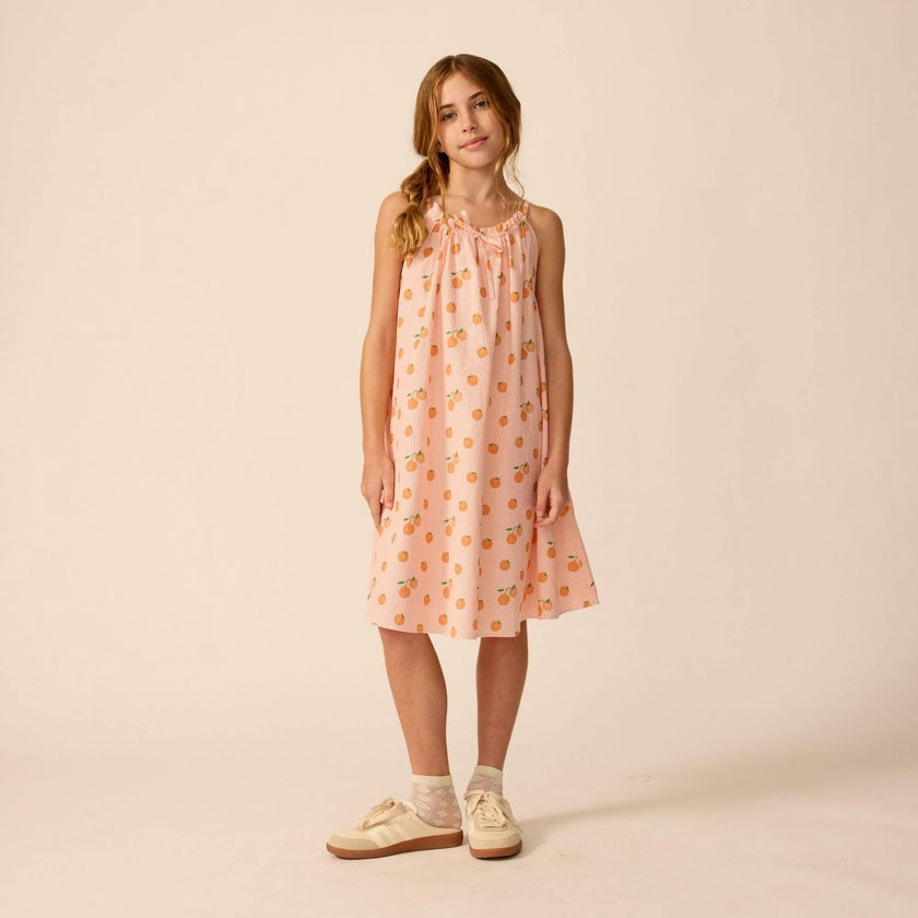 Tie Neck Dress in Clementine