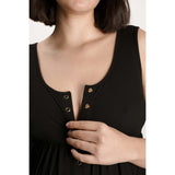 Women's Maternity Ribbed Modal Henley Dress, Black