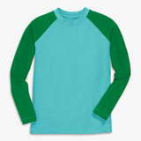 Kids Long Sleeve Baseball Rash Guard, Blue