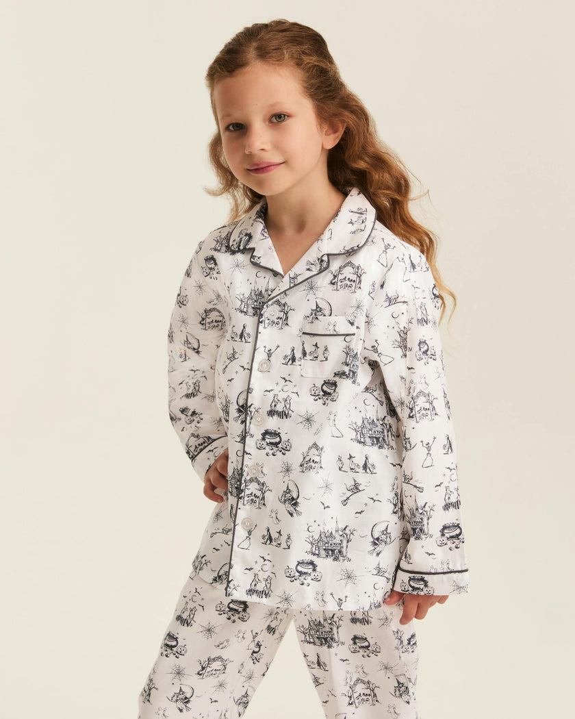 Kid's Twill Pajama Set in Hallow's Eve Toile