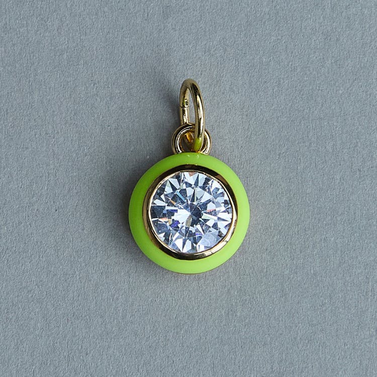 Chartreuse Enamel Bezel Charm